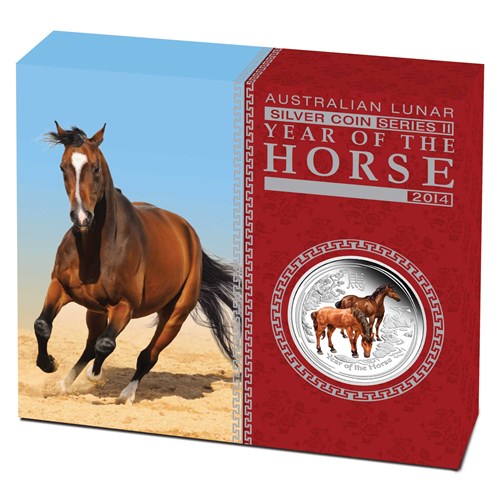 1 oz. Pure Silver Coloured Coin - Australian Lunar Series II: Year of the Horse (2014)