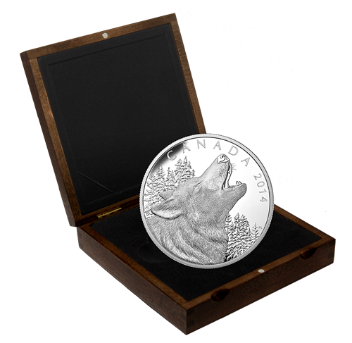 16 oz 2014 $125 Howling Wolf - Pure Silver Coin
