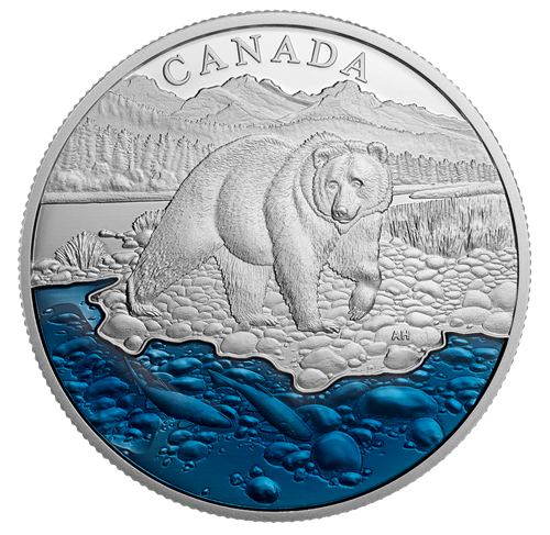 EXCLUSIVE Masters Club Coin Series: COIN #4 - 99.99% Pure Silver Grizzly Bear with Blue Enamel