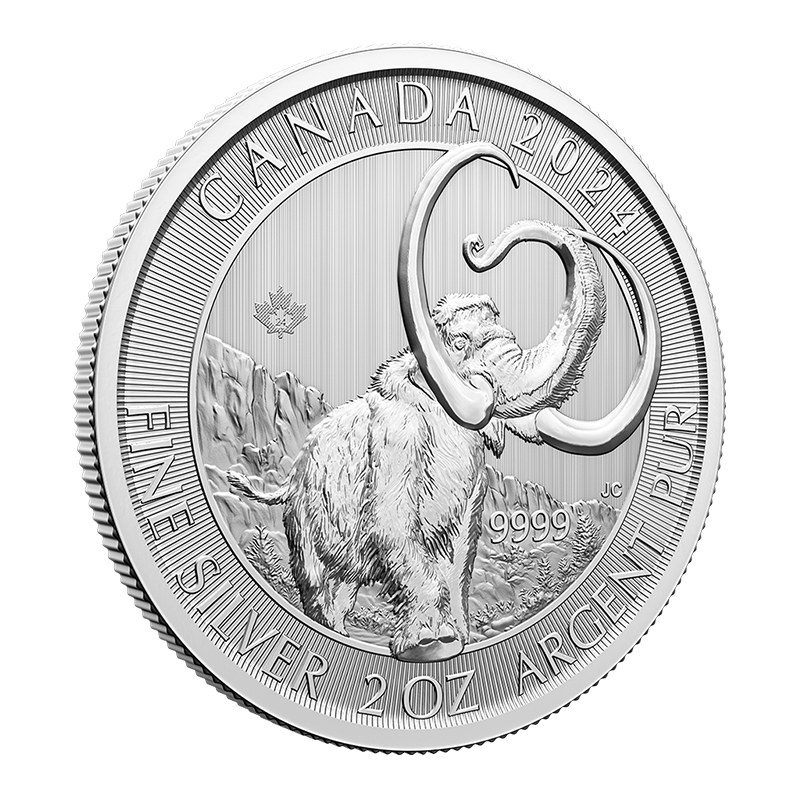 2 oz Silver Coin - Ice Age Canada - 2024 Woolly Mammoth - Royal Canadian Mint .9999 Ag