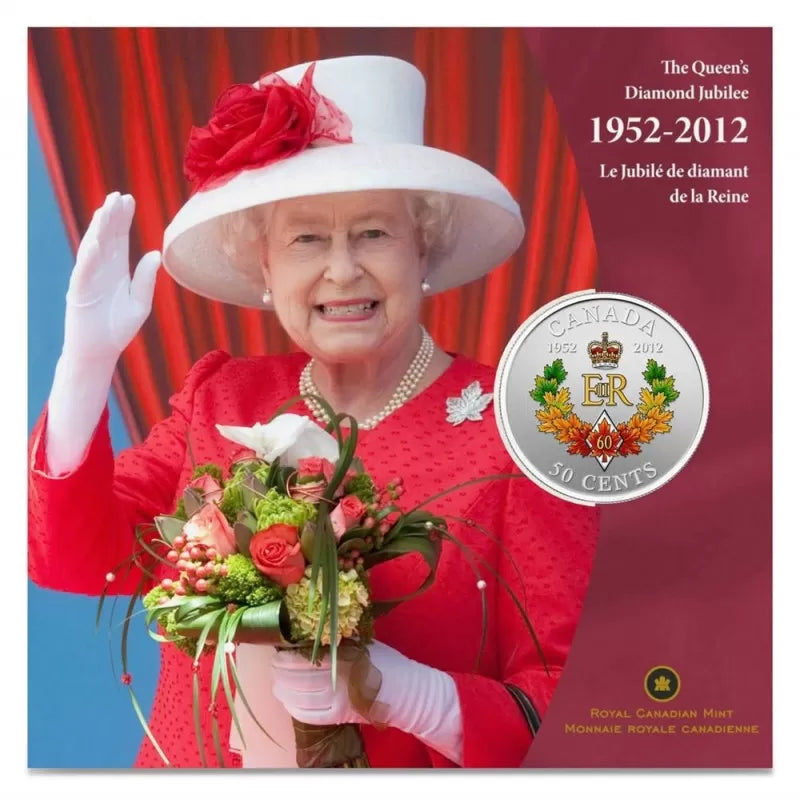 The Queen's Diamond Jubilee Emblem for Canada - Silver Plated Coloured Coin (2012)