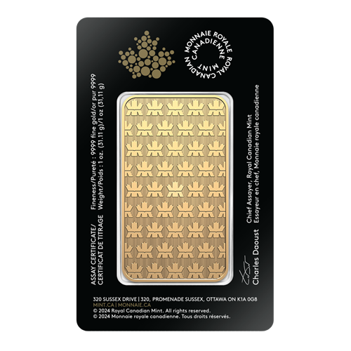 1 oz Gold Bar 2025 - .9999 Au - Royal Canadian Mint