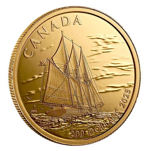 1/2 oz Gold Coin - 2025 Tall Ships: Three-masted Schooner – Royal Canadian Mint .9999 Au