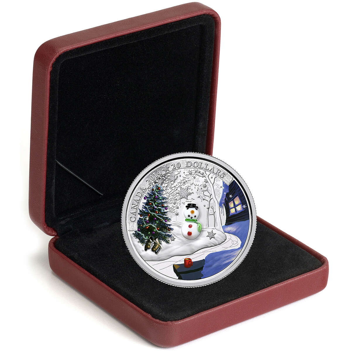 1 oz 2014 $20 Venetian Glass Snowman - Pure Silver Coin