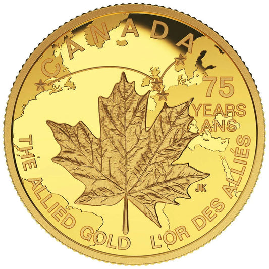 1/4 oz Pure Gold Coin - 2015 $75 The Allied Gold - Royal Canadian Mint .9999 Au