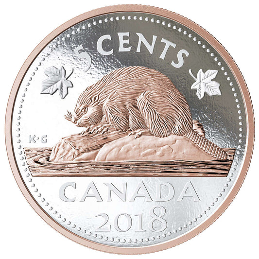 5 oz 2018 5c Big Coin: Beaver - Pure Silver Coin