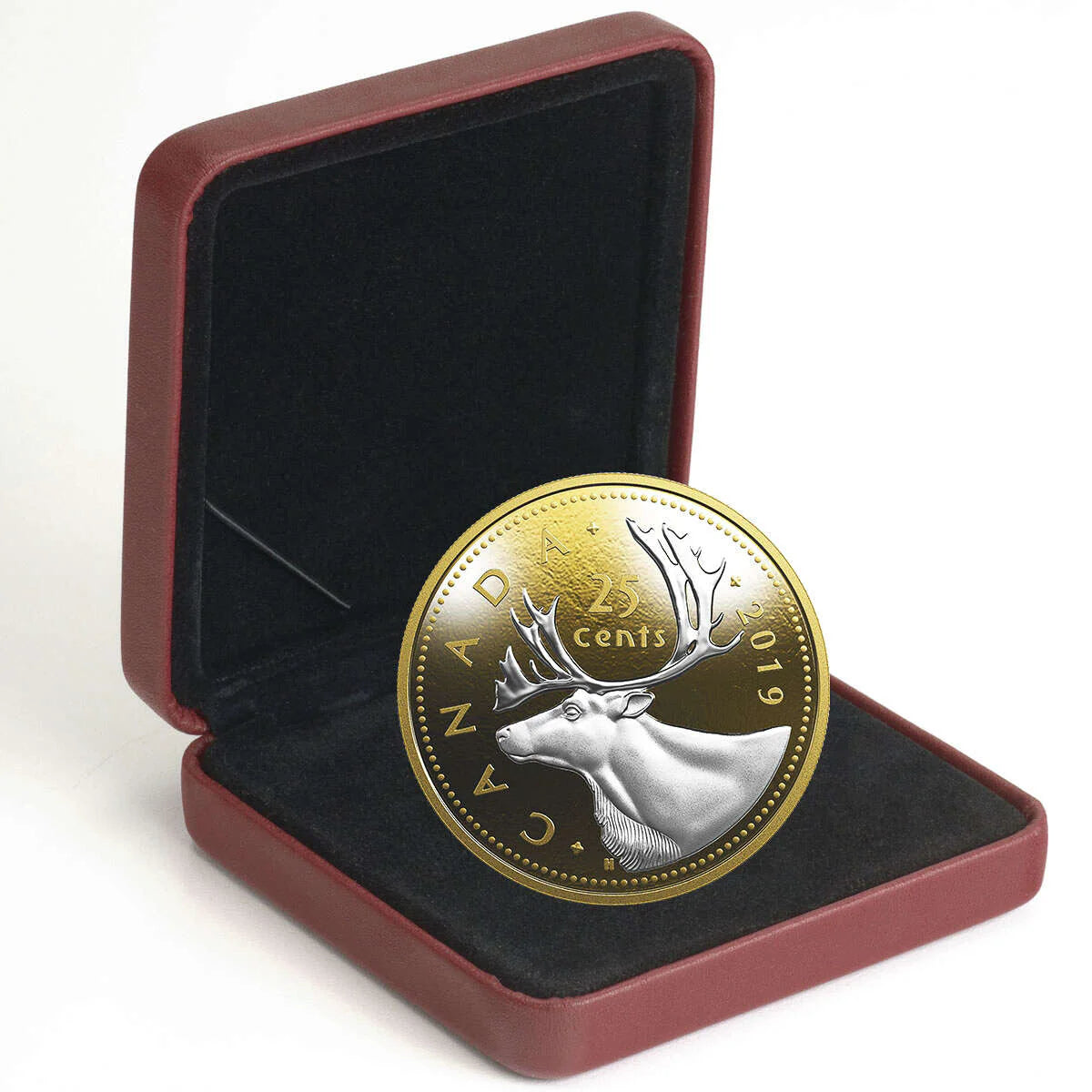 5 oz. Pure Silver Reverse-Gold Plating Coin - Big Coin Series: 25-Cents (2019)