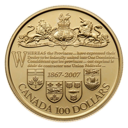 2007 $100 The Dominion of Canada, 140th Anniversary - 14-kt. Gold Coin