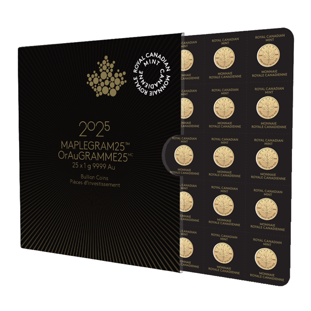 25周年記念 GOLD 1GRAM プレート 25g Gold Maple Leaf Coins | Royal Canadian Mint | .9999 Au