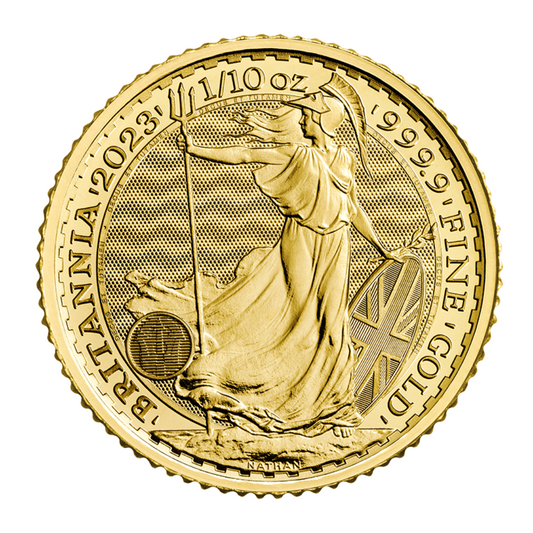 1/10 oz Gold Britannia Coin - Random Year - Royal Mint .9999 Au