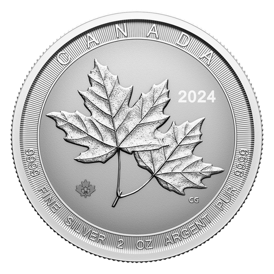 2 oz Silver Coin - 2024 Twin Maple Leaf - The Royal Canadian Mint .9999 Ag