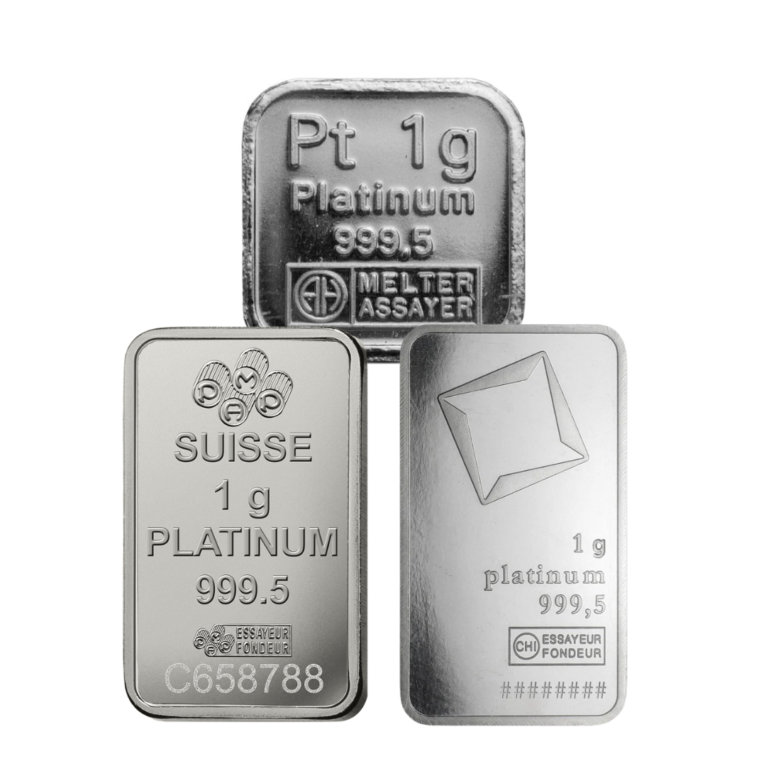 1 g Platinum Bar/Coin/Round - Preowned - Assorted Mint - .9995 Pt
