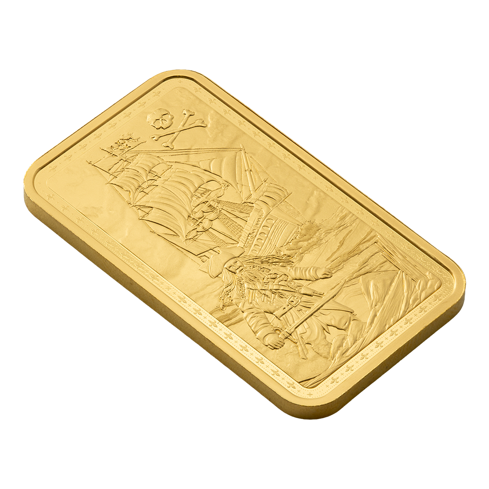 1 oz Gold Bar - PAMP Suisse - Pirate's Booty Blackbeard & Queen Anne's Revenge - .9999 Au