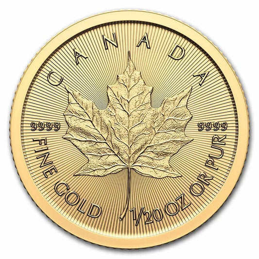 1/20 oz Gold Coin - 2024 Gold Maple Leaf - Royal Canadian Mint - RCM .9999 Au