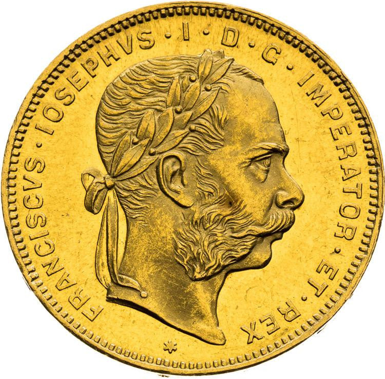 8 Florin/20 Franc Gold Coin - Franz Joseph I - Austria - Random Year - .900 Au