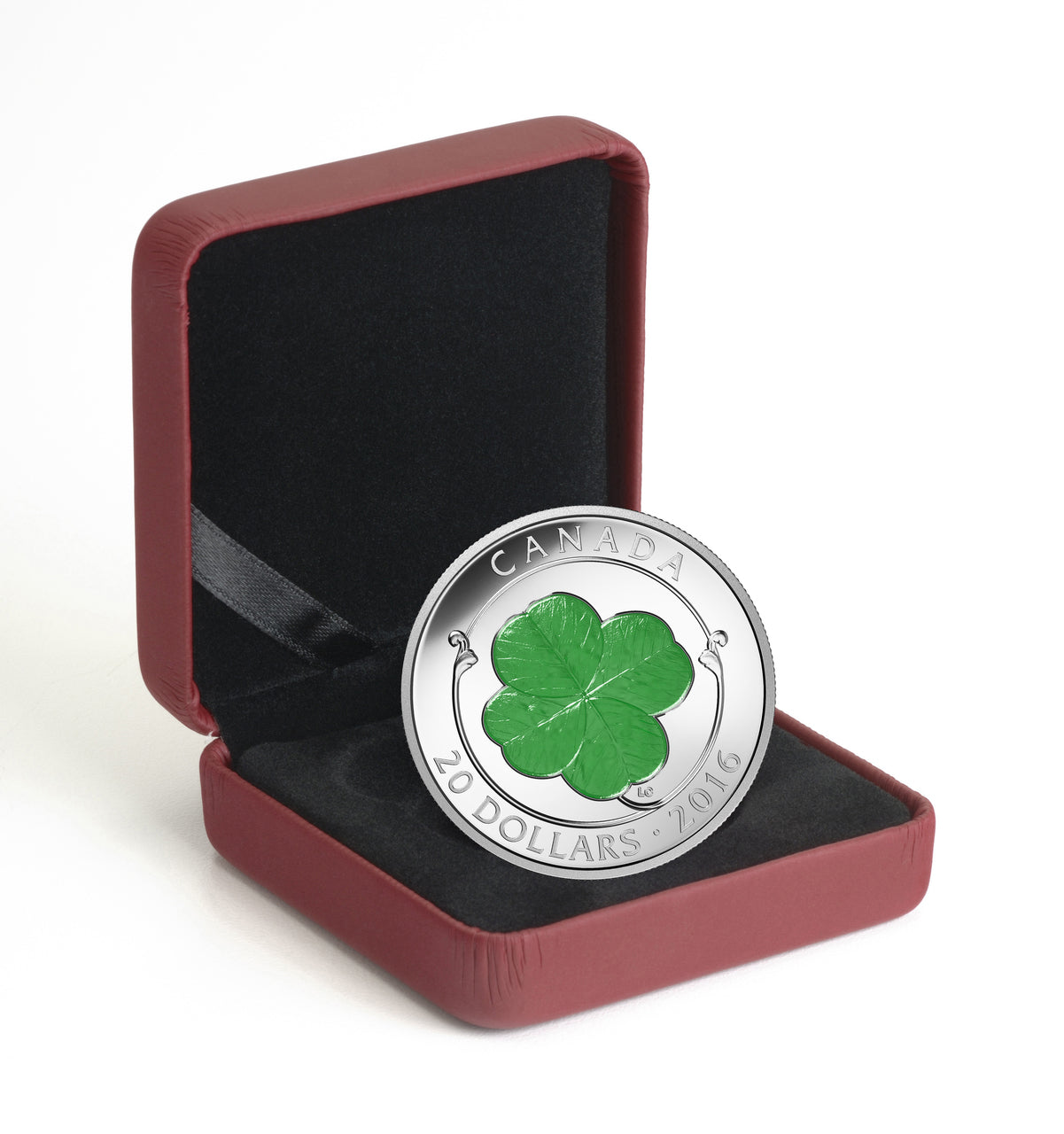 Lucky Four-Leaf Clover - 1 oz. Fine Silver Coin with Green Enamel (2016)