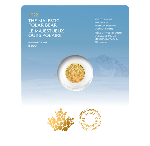 1/10 oz. Pure Gold Coin: The Majestic Polar Bear (2022)