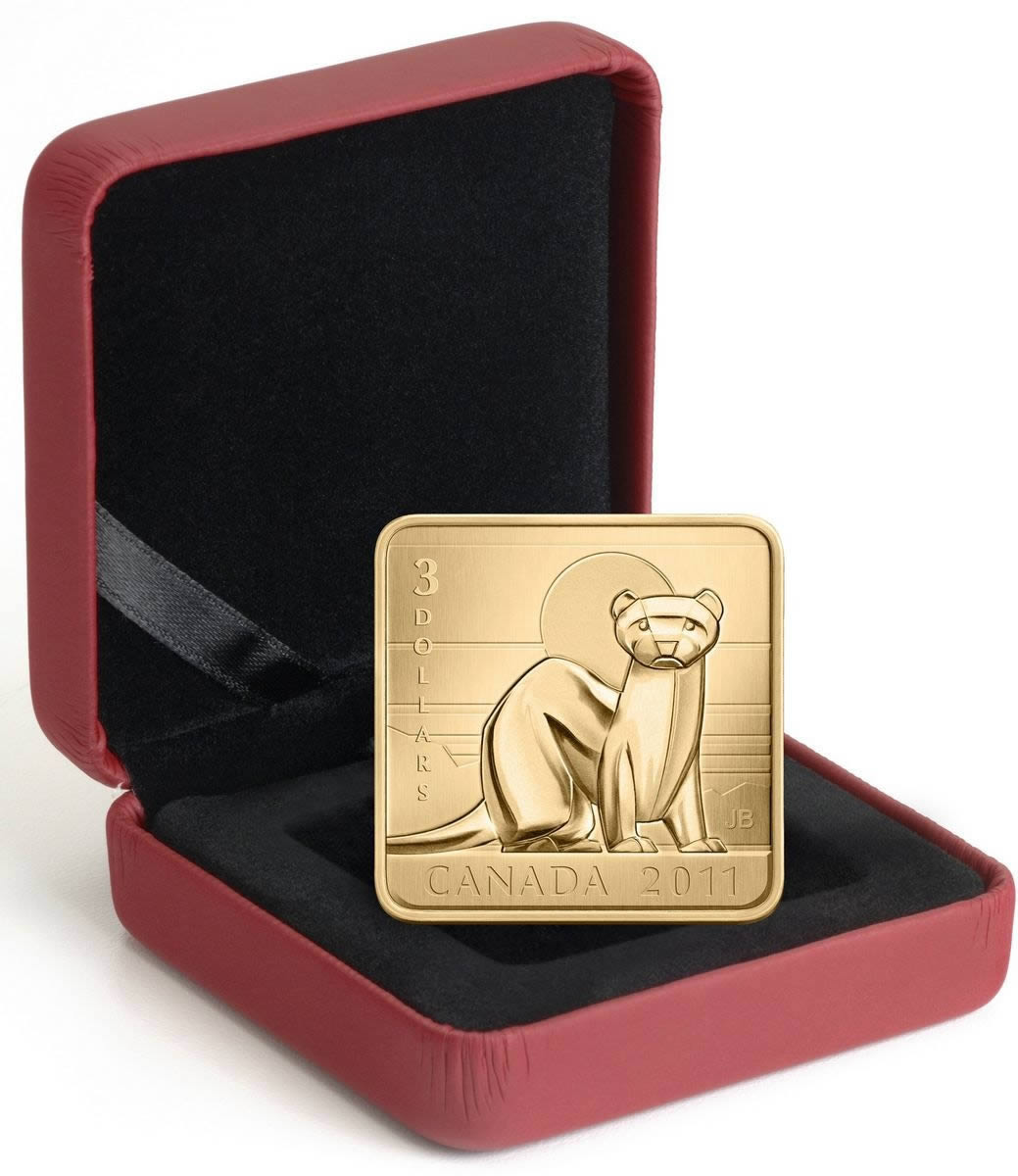 Sterling Silver Gold Plated Coin - Black Footed Ferret (2011)