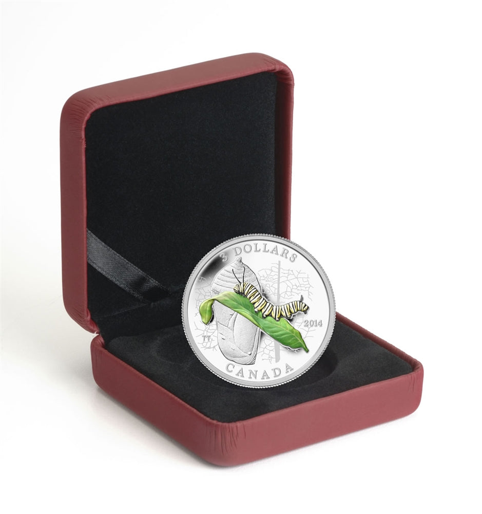 1/4 oz. Fine Silver Coin - Animal Architects: Caterpillar and Chrysalis - Mintage: 10,000 (2014)