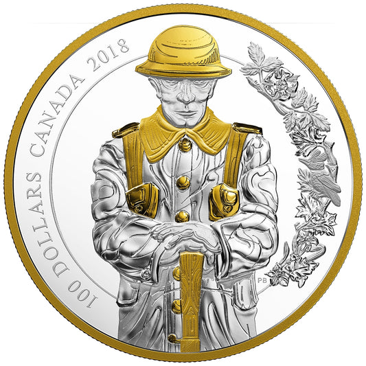 10 oz Pure Silver Gold-Plated Coin - Keepers of Parliament: The Soldier - Mintage: 750 (2018)