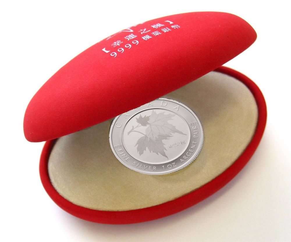 $5 Silver Maple Leaf of Hope: Chinese Privy - 1 oz. Pure Silver Coin (2005)