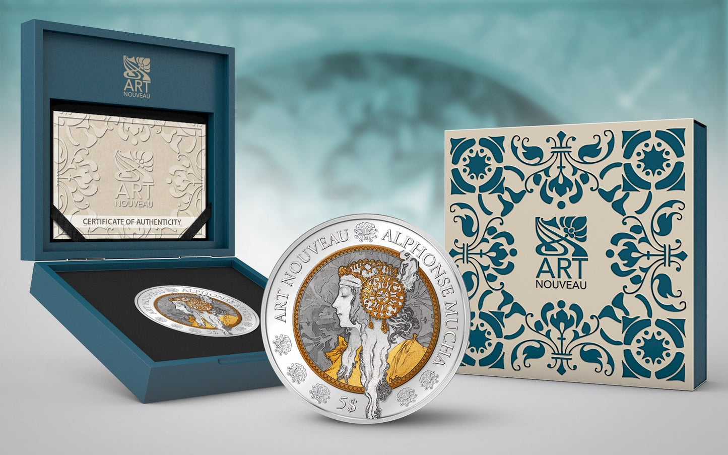 Art Nouveau Alphonse Mucha - 2016 Canada 2 oz Pure Silver Gold Plated Coin - Royal Canadian Mint