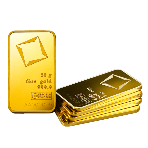 50 g Gold Bar - Valcambi Suisse - Minted - 50g Gold Bar - .9999 Au