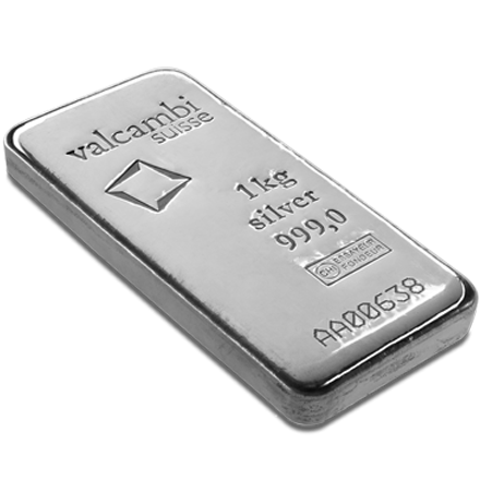 1 Kilogram Cast Silver Bar - Valcambi Suisse - 1 Kg Silver Bar (Cast) - .999 Ag
