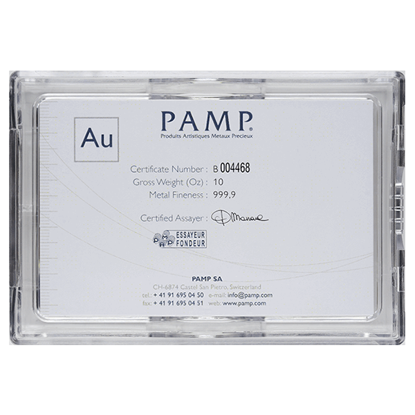 Buy 10 Oz Gold Bar PAMP Suisse Lady Fortuna Series Obverse Buy 10 Oz Gold Bar