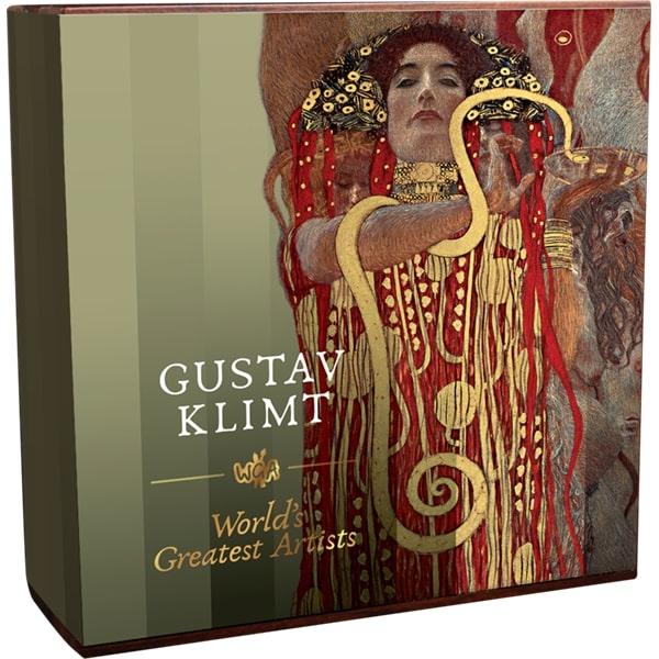 2020 - Gustav Klimt - World's Greatest Artists - 2 oz Silver Coin With Colour - Ghana