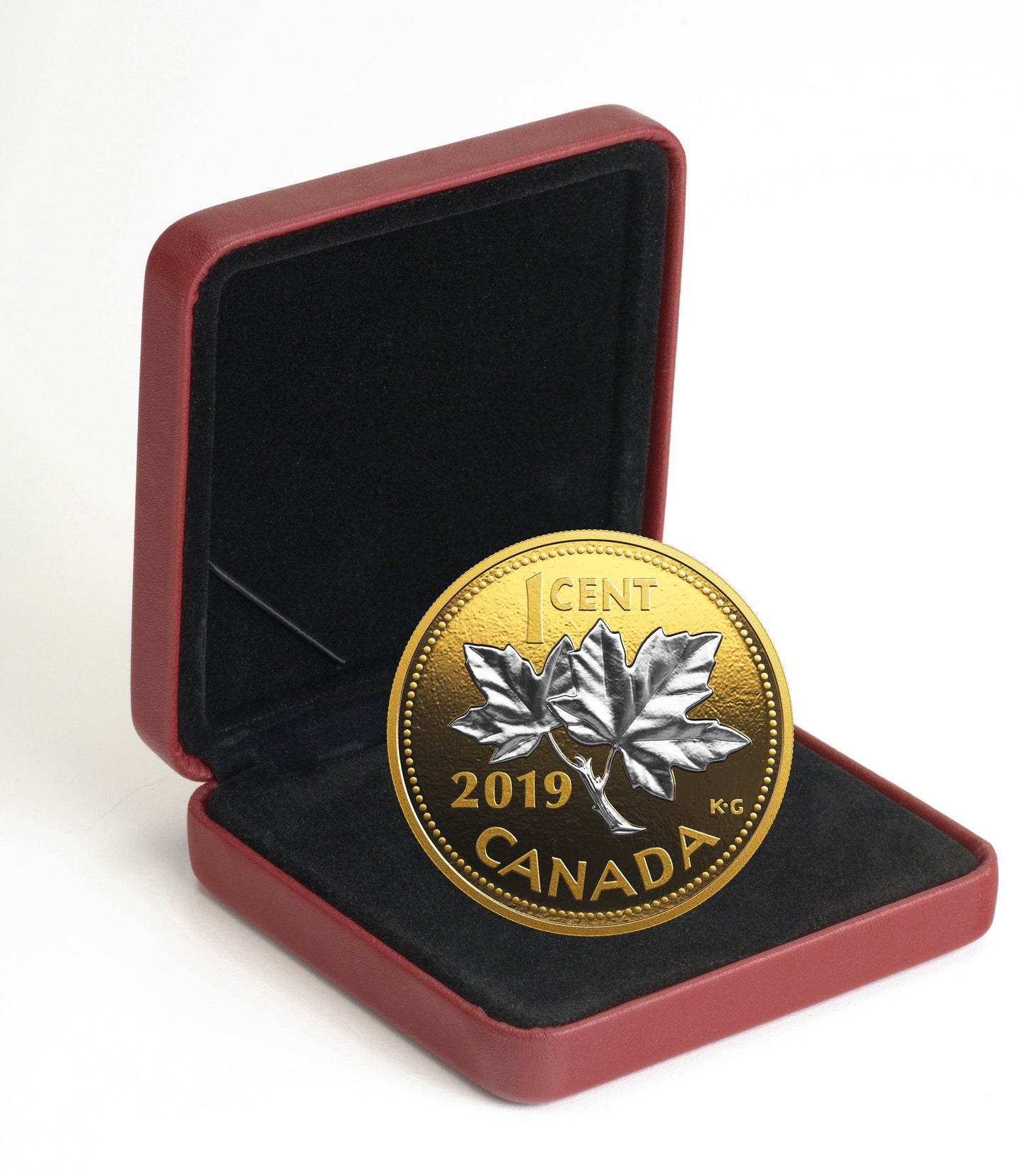 One Cent (1c) - Big Coin Series - 2019 Canada Pure Silver Reverse Gold Plating - Royal Canadian Mint