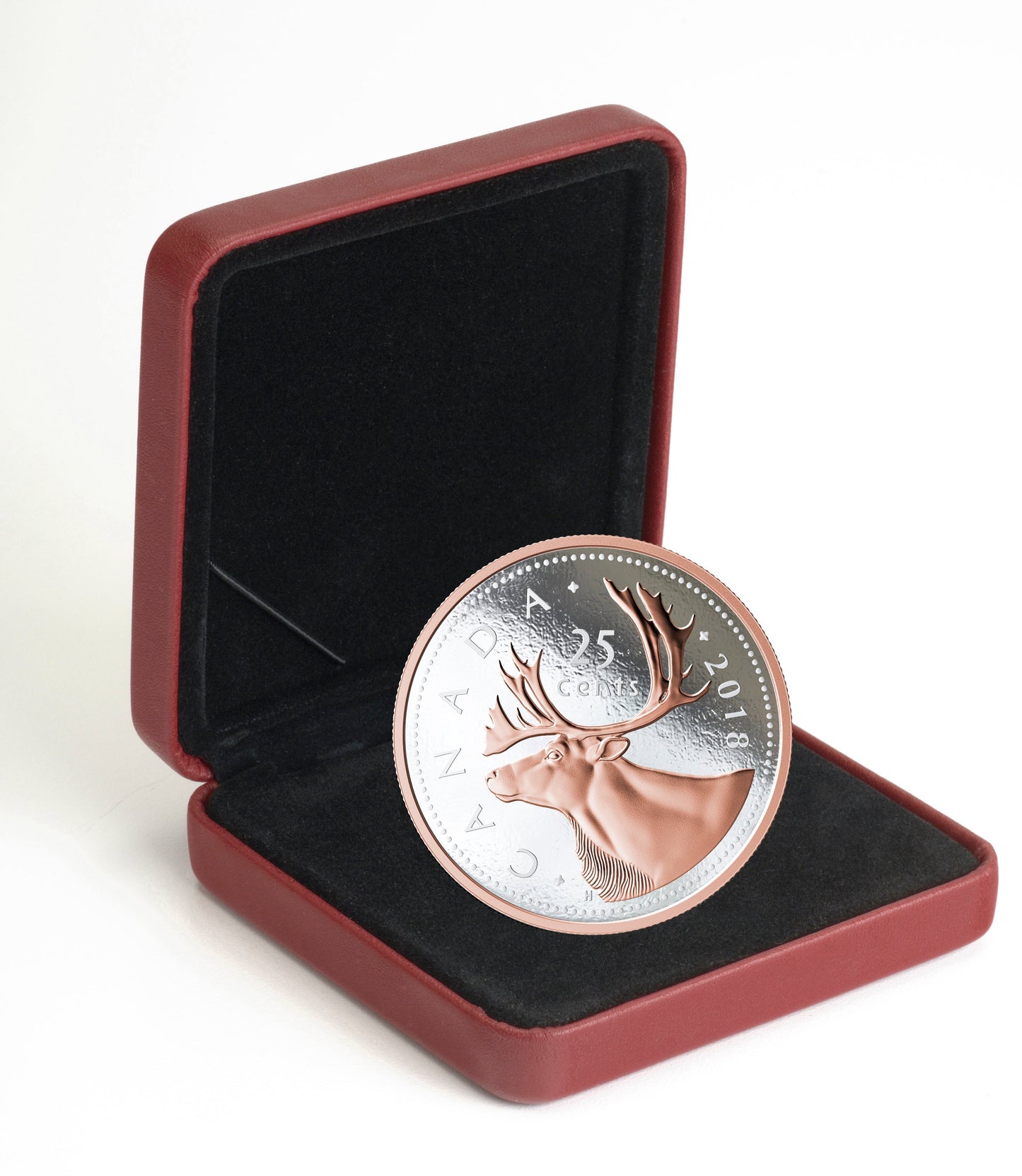 Twenty-Five Cent (25c) - Big Coin Series - 2018 Canada Pure Silver With Rose Gold Plating - Royal Canadian Mint