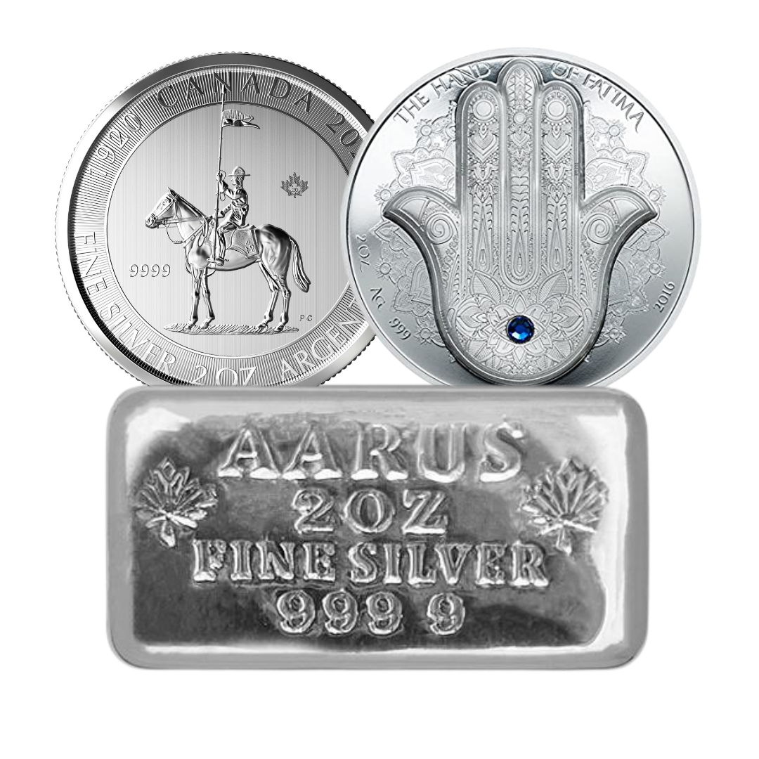 2 oz Silver Coin, Bar or Round - Pre Owned - Assorted Mints - .999+ Ag