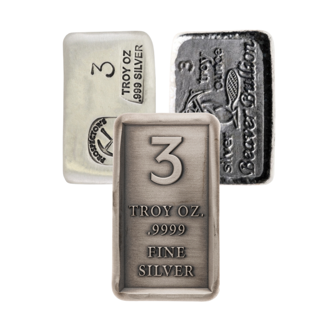 3 oz Silver Coin, Bar or Round - Pre Owned - Assorted Mints - .999+ Ag