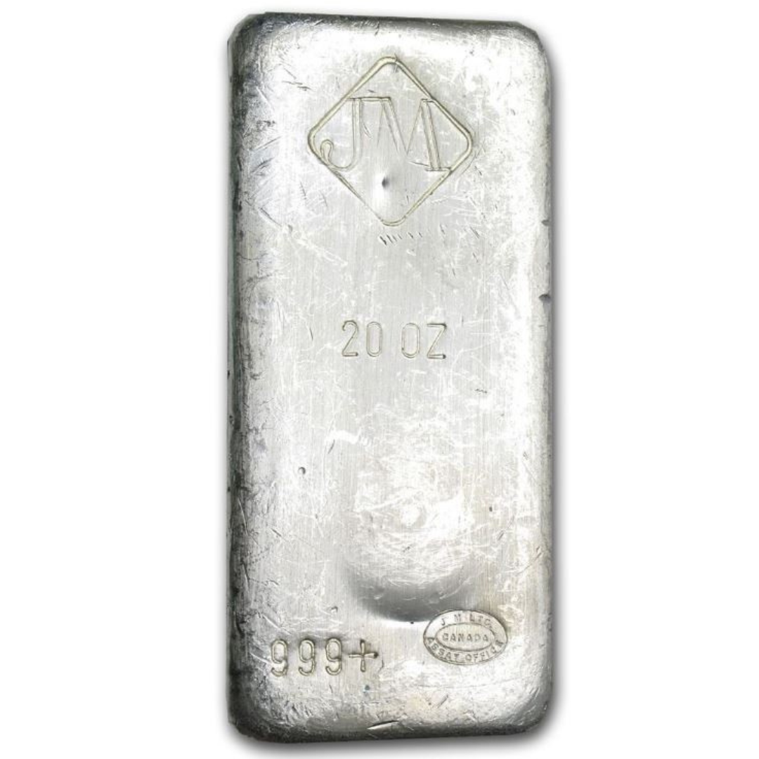 20 oz Silver Cast Bar - Johnson Matthey - JM .999+ Ag