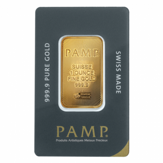 1 oz Gold Bar - PAMP Suisse - New Design in Assay- .9999 Au
