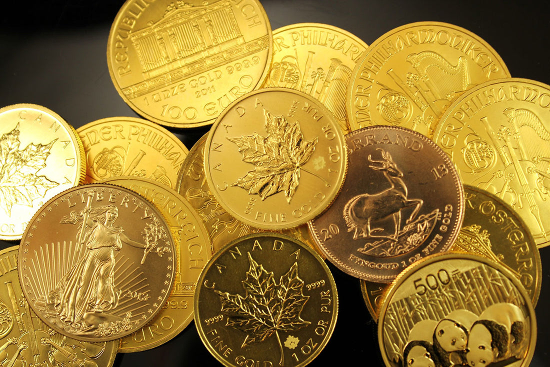 Real gold coins from several global mints