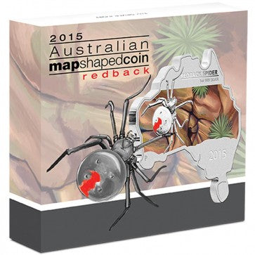 1 oz. Pure Silver Coin - Australian Map Shaped Redback Spider (2015)