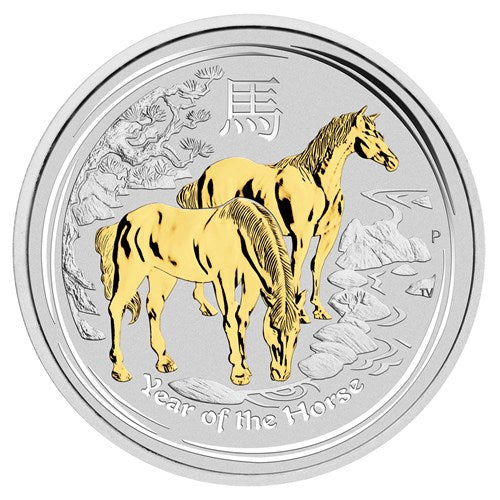 1 oz. Pure Silver Gilded Coin - Australian Lunar Series II: Year of the Horse (2014)