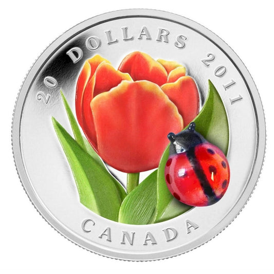 Pure Silver Coin - Tulip with Venetian Glass Ladybug (2011)