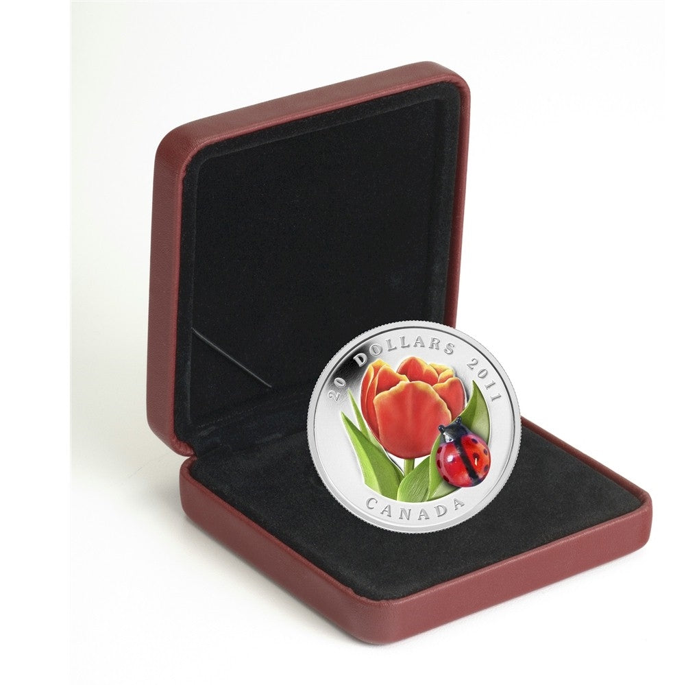Pure Silver Coin - Tulip with Venetian Glass Ladybug (2011)