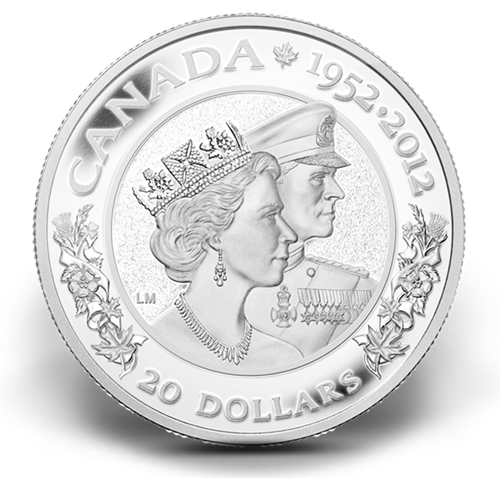 1 oz Fine Silver Coin - The Queen's Diamond Jubilee (2012) - Queen Elizabeth II & Prince Philip