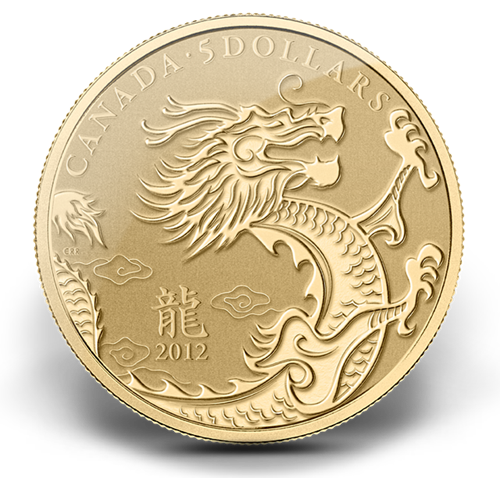 1/10 oz Pure Gold Coin - Year of the Dragon (2012)