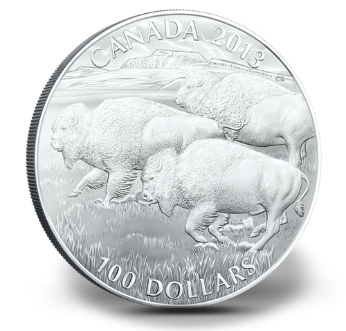 1 oz $100 for $100 Fine Silver Coin - Bison (2013)