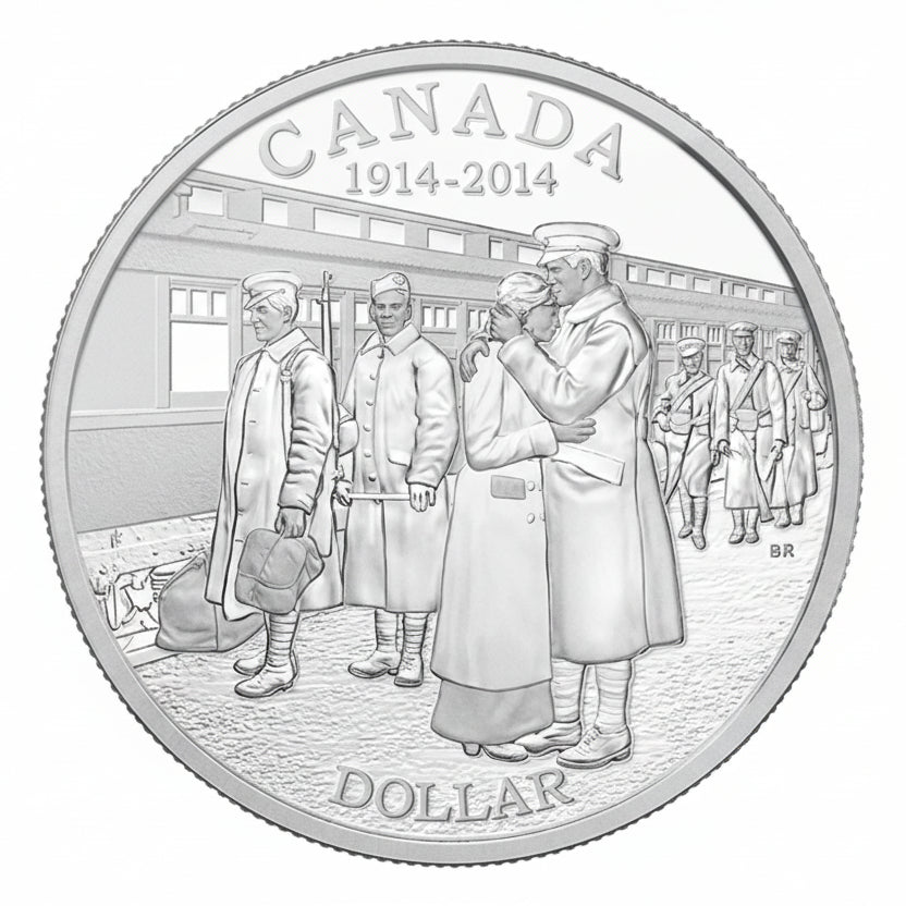 3/4 Proof Fine Silver Dollar - 100th Anniversary of the Declaration of the First World War (2014)