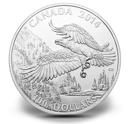 1 oz $100 for $100 Fine Silver Coin - Bald Eagle (2014)