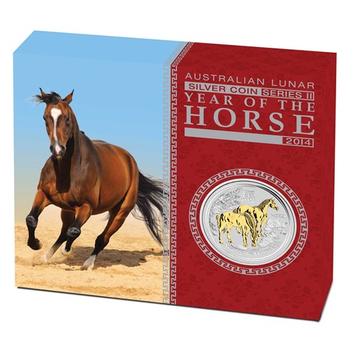 1 oz. Pure Silver Gilded Coin - Australian Lunar Series II: Year of the Horse (2014)