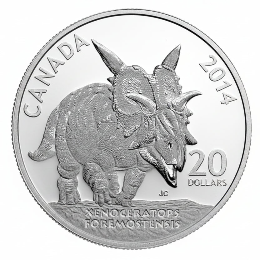 Fine Silver Coin - Canadian Dinosaurs - Xenoceratops Foremostensis - Mintage: 8,500 (2014)