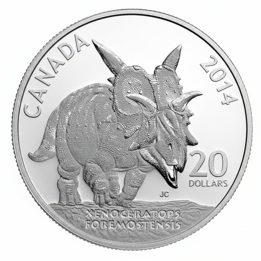 Fine Silver Coin - Canadian Dinosaurs - Xenoceratops Foremostensis - Mintage: 8,500 (2014)
