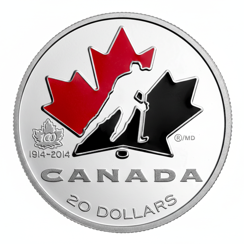 1 oz Fine Silver Coin - 100th Anniversary of Hockey Canada - Mintage: 7,500 (2014)